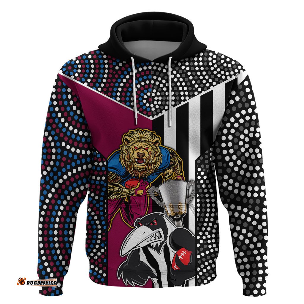 afl magpies combine lions hoodie together go champions