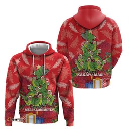 kakapo new zealand christmas hoodie meri kirihimete pohutukawa red color
