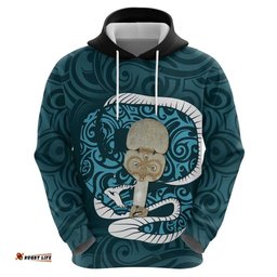 turquoise new zealand eel hoodie aotearoa maori tuna with kotiate weapon
