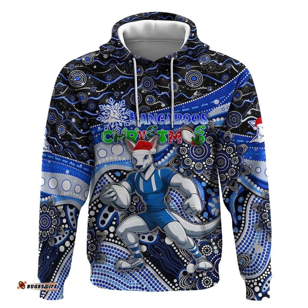 merry christmas afl kangaroos hoodie aboriginal santa football mascot