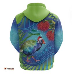 new zealand takahe christmas hoodie maori fern mix pohotukawa