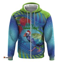 new zealand takahe christmas hoodie maori fern mix pohotukawa