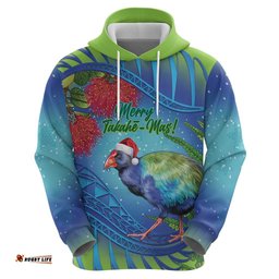 new zealand takahe christmas hoodie maori fern mix pohotukawa