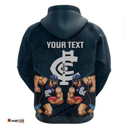 personalised calrton football hoodie blues go champions polynesian indigenous art