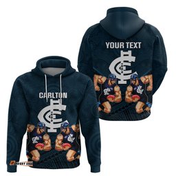 personalised calrton football hoodie blues go champions polynesian indigenous art