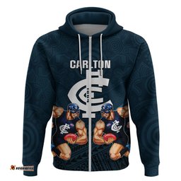 personalised calrton football hoodie blues go champions polynesian indigenous art