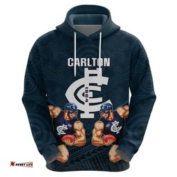 personalised calrton football hoodie blues go champions polynesian indigenous art