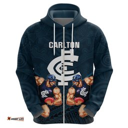 personalised calrton football hoodie blues go champions polynesian indigenous art