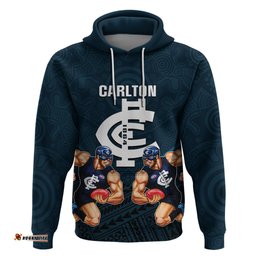 personalised calrton football hoodie blues go champions polynesian indigenous art