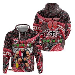 merry christmas afl saints hoodie aboriginal santa football mascot