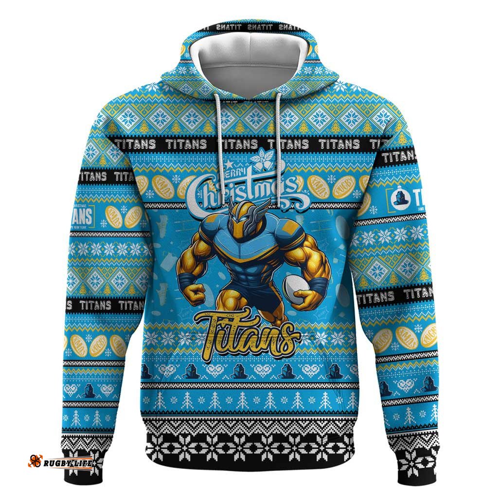 personalized titans rugby xmas hoodie australia nrl mascot