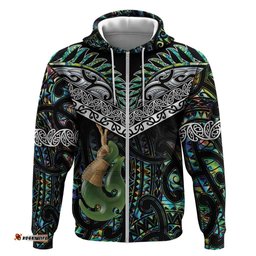personalised maori manaia hoodie new zealand tribal hei matau papua shell