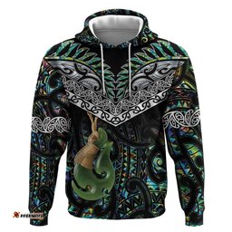 personalised maori manaia hoodie new zealand tribal hei matau papua shell