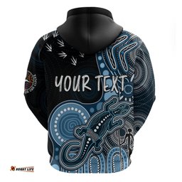 personalised naidoc week afl blues hoodie aboriginal dot art lizard mix boomerang