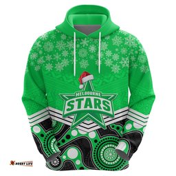 custom melbourne stars cricket christmas hoodie merry xmas indigenous art