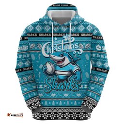 personalized sharks rugby xmas hoodie australia nrl mascot