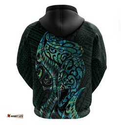 new zealand eel hoodie tuna aotearoa maori with paua shell turquoise