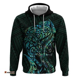 new zealand eel hoodie tuna aotearoa maori with paua shell turquoise