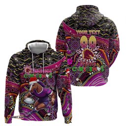merry christmas broncos hoodie aboriginal santa rugby mascot brisbane