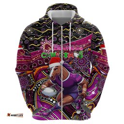 merry christmas broncos hoodie aboriginal santa rugby mascot brisbane