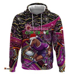 merry christmas broncos hoodie aboriginal santa rugby mascot brisbane