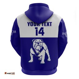 custom text and number bulldogs rugby hoodie canterbury bankstown go dogs