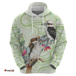australia gumtree and kookaburra hoodie aboriginal art watercolor style