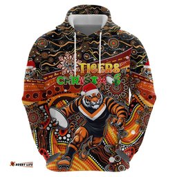 merry christmas wests tigers hoodie aboriginal santa rugby mascot the tigers