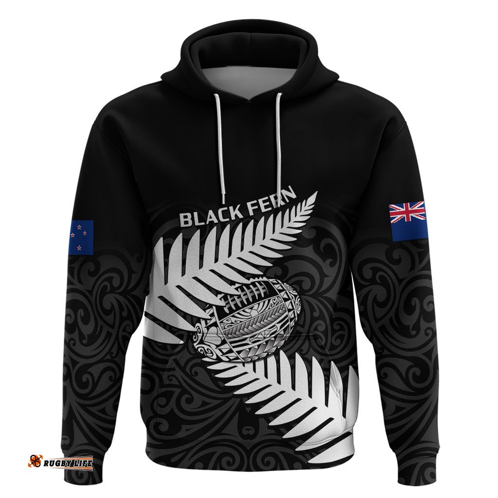 aotearoa rugby hoodie go black fern pacific nz maori