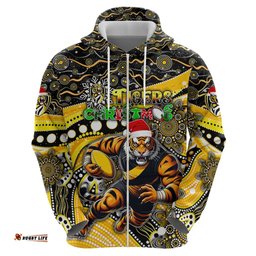 merry christmas afl richmond tigers hoodie aboriginal santa football mascot