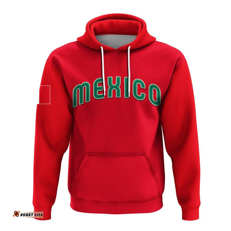 custom personalised and number baseball mexico hoodie red style