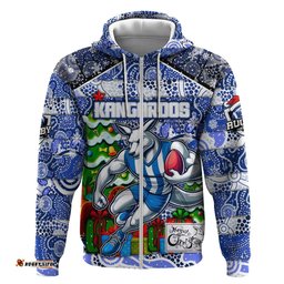 custom kangaroos football merry christmas hoodie indigenous australian art