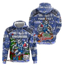 custom kangaroos football merry christmas hoodie indigenous australian art