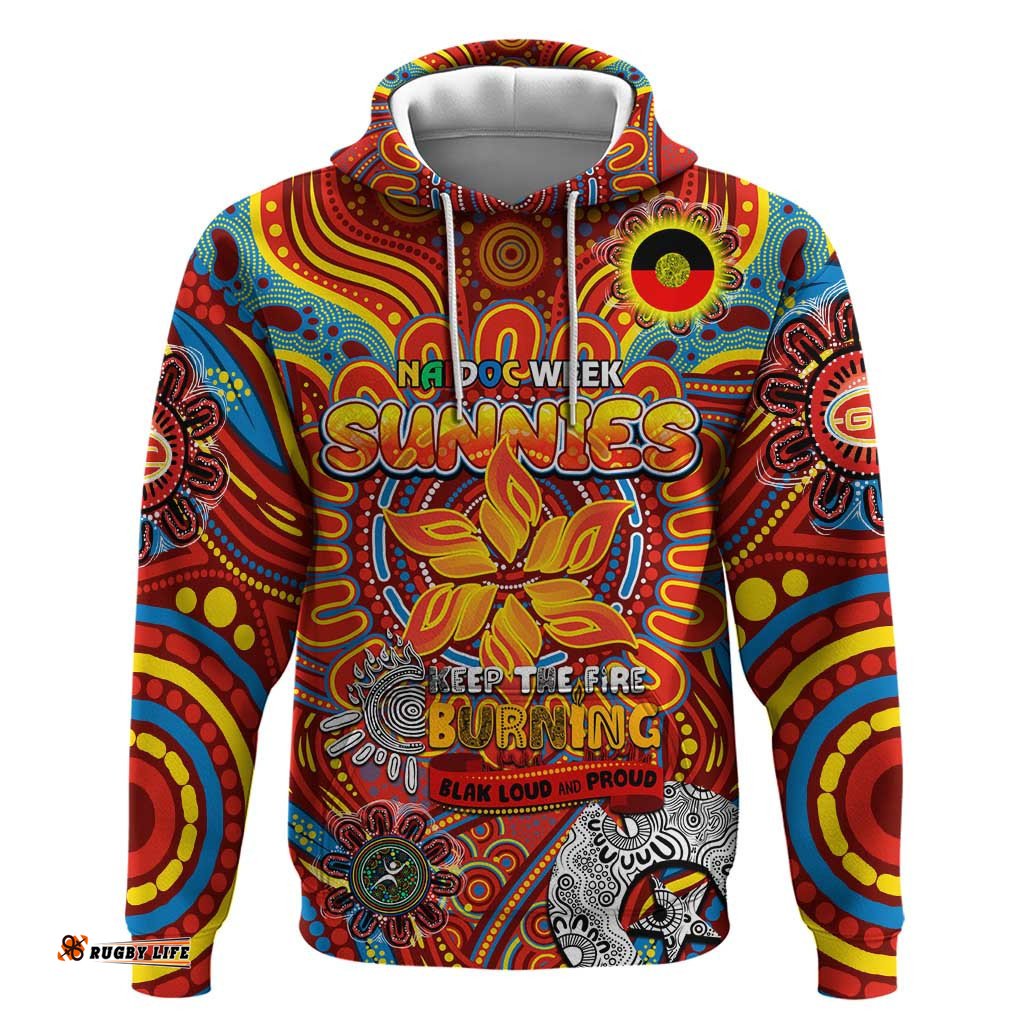 custom gold coast suns naidoc week 2024 hoodie mascot football
