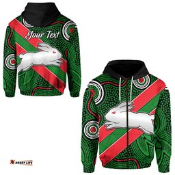 custom personalised rabbitohs indigenous zip hoodie version 01 brave