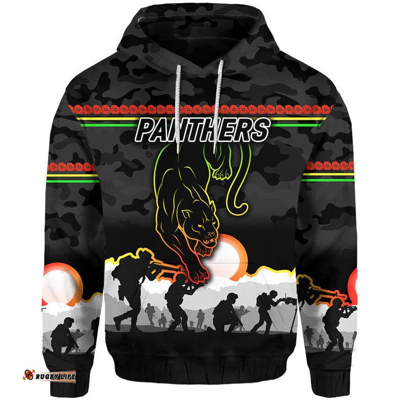 custom personalised penrith panthers anzac zip up and pullover hoodie simple style black