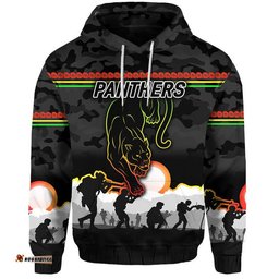 custom personalised penrith panthers anzac zip up and pullover hoodie simple style black