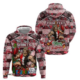 custom saints football merry christmas hoodie indigenous australian art
