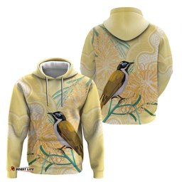 australia grevillea and honeyeaters hoodie aboriginal art watercolor style