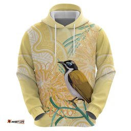 australia grevillea and honeyeaters hoodie aboriginal art watercolor style