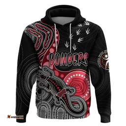 personalised naidoc week afl bombers hoodie aboriginal dot art lizard mix boomerang