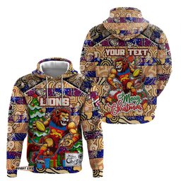 custom lions football merry christmas hoodie indigenous australian art