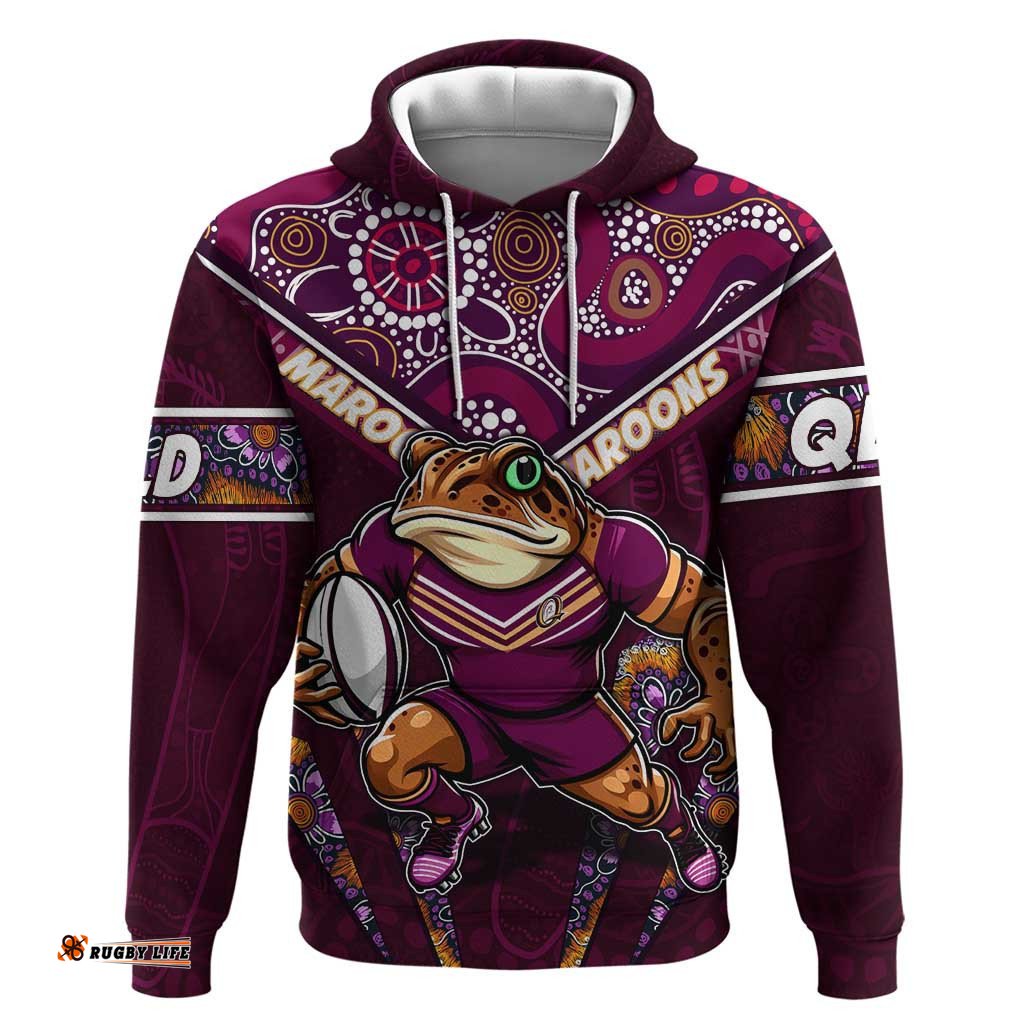 personalised queensland maroons hoodie mascot rugby league