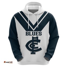 carlton football hoodie go blues white simple style