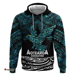 new zealand sulphur crested cockatoo hoodie aotearoa maori mix paua shell