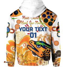 custom personalised parramatta zip hoodie eels indigenous naidoc heal country heal our nation white custom text and number 01