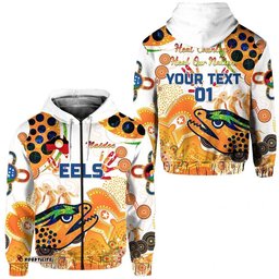 custom personalised parramatta zip hoodie eels indigenous naidoc heal country heal our nation white custom text and number 01