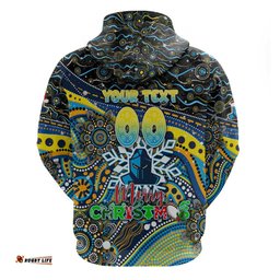 merry christmas gold coast titans hoodie aboriginal santa rugby mascot light blue