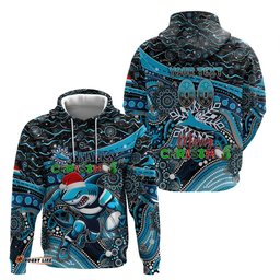 merry christmas sharks hoodie aboriginal santa rugby mascot cronulla sutherland