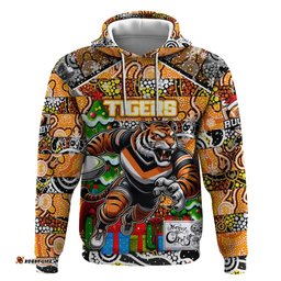 custom tigers rugby merry christmas hoodie indigenous australian art